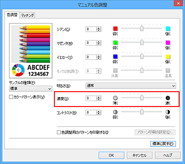 キヤノン：PIXUS マニュアル｜MG7700 series｜濃度を調整する